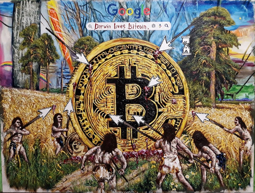 Tlacuilo Mestizo "Darwin ama el Bitcoin"