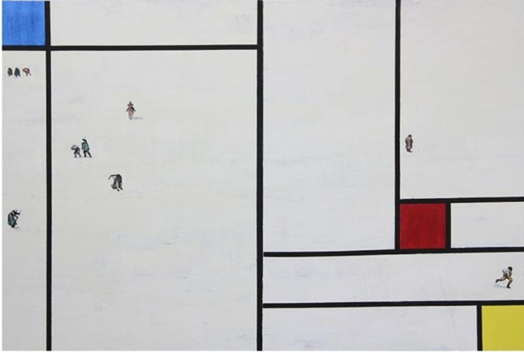 Boris Viskin "Mondrian Nevado con figuritas de Brueghel"