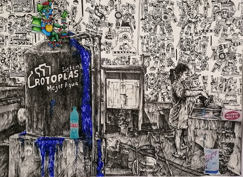 Tlacuilo Mestizo "Tlaloc sobre Rotoplas"