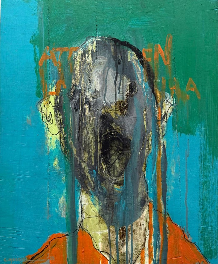 Héctor Massiel "El grito con fondo azul"