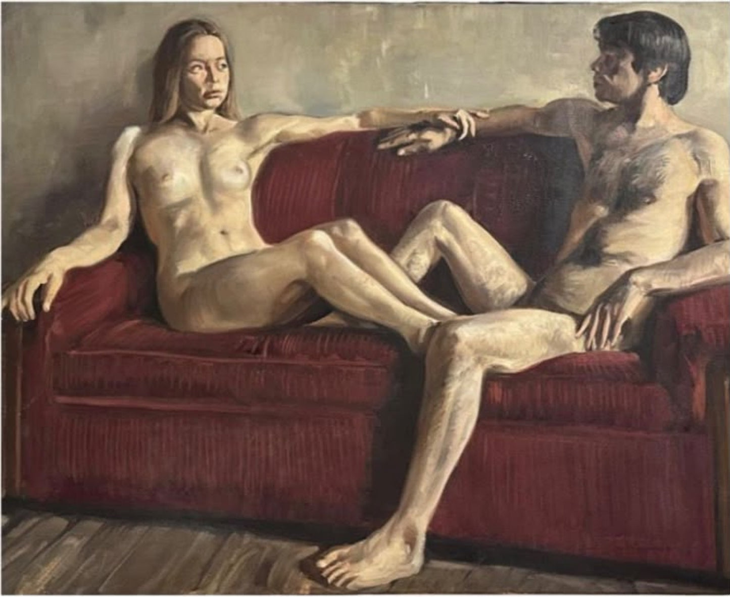 Daniel Lezama "Pareja en sofá rojo"