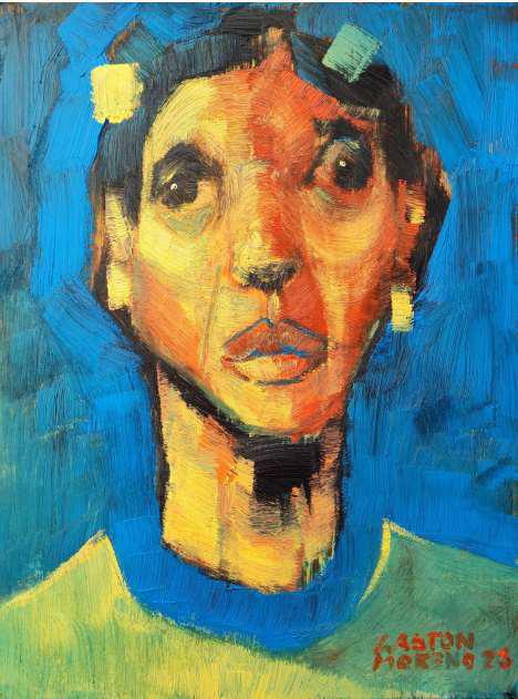 Gastón Moreno "Rostro con fondo azul"