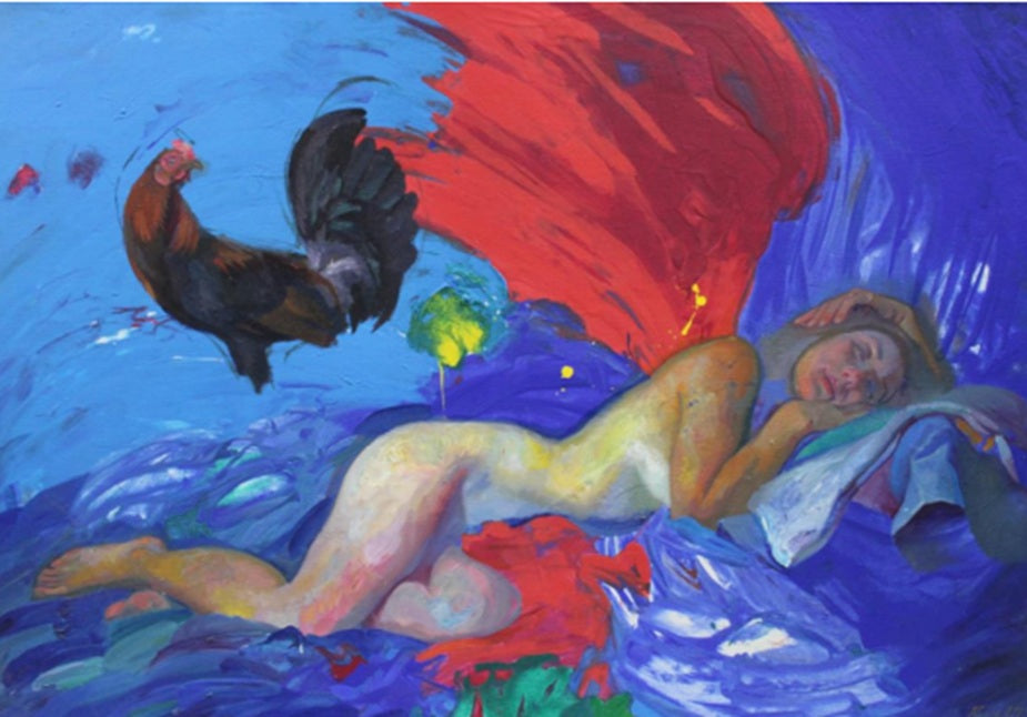 Roble Espinoza "Desnudo con gallo rojo"